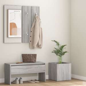 Lochlan Wooden Hallway Furniture Set In Grey Sonoma Oak