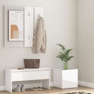 Lochlan High Gloss Hallway Furniture Set In White