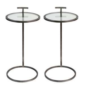 Loft Clear Glass Top Set Of 2 Side Tables With Metal Frame