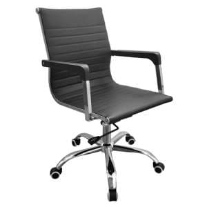 Leith Faux Leather Home And Office Chair In Black And Chrome - UK