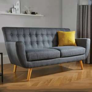 Lofting Fabric 3 Seater Sofa With Wooden Legs In Grey - UK