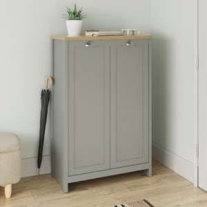Loftus Wooden Shoe Storage Cabinet With 2 Doors In Grey - UK