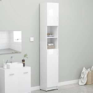 Logan High Gloss Bathroom Storage Cabinet With 2 Doors In White