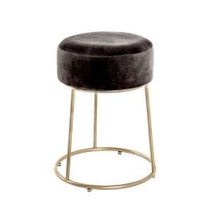 Loleta Tall Fabric Stool In Anthracite With Gold Metal Base