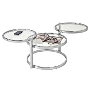 Londonderry Clear Glass Rotating Coffee Table In Chrome - UK