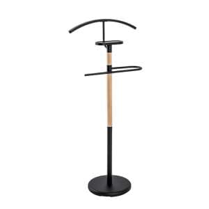 Longview Metal Valet Stand In Black And Beech