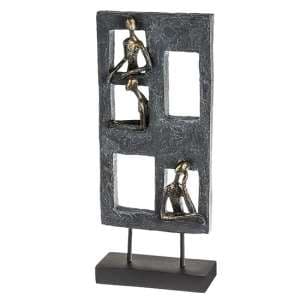 Lookout Poly Design Sculpture In Antique Bronze And Grey