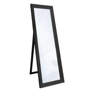 Lorain Bevelled Floor Cheval Floor Mirror In Black Wooden Frame - UK