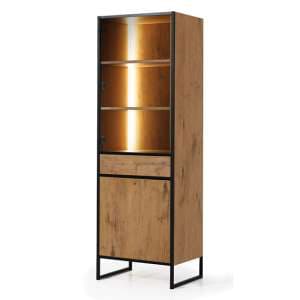 Lorain Display Cabinet Tall 2 Doors In Lancelot Oak With LED - UK