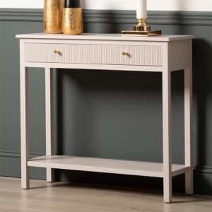 Lorain Pine Wood Console Table With 2 Drawers In Summer Grey - UK