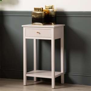 Lorain Pine Wood End Table With 1 Drawer In Summer Grey - UK