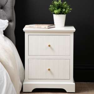 Lorain Wooden Bedside Cabinet With 2 Drawers In Frosty White - UK