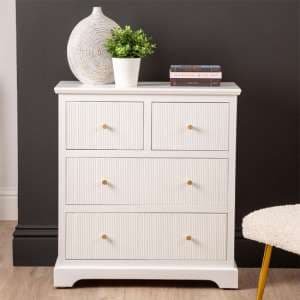 Lorain Wooden Chest Of 4 Drawers In Frosty White - UK