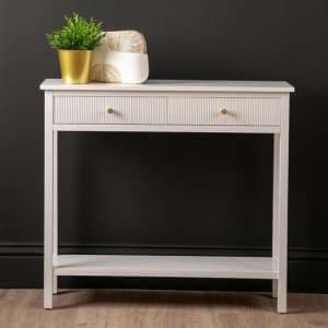Lorain Wooden Console Table With 2 Drawers In Frosty White - UK