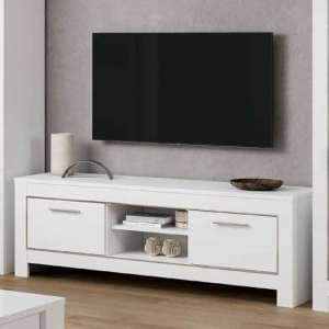 Lorenz Modern TV Stand In White High Gloss With 2 Doors - UK