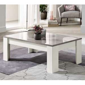 Lorenz Coffee Table Rectangular In Marble And White High Gloss - UK