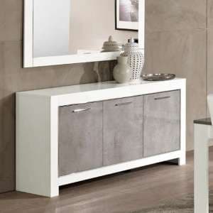Lorenz Sideboard In Marble Effect White High Gloss With 3 Doors