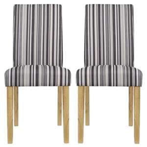Lorenz Striped Fabric Dining Chairs In Pair