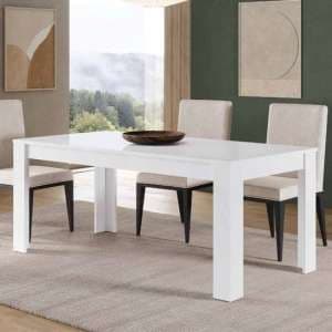 Lorenz Wooden Dining Table In White High Gloss - UK