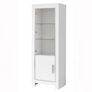 Lorenz Glass Display Cabinet In White High Gloss With LED