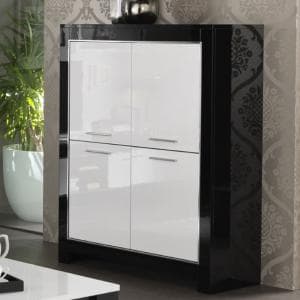 Lorenz Bar Unit In Black And White High Gloss With 4 Doors