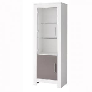 Lorenz Glass Display Cabinet In White And Grey Gloss With LED