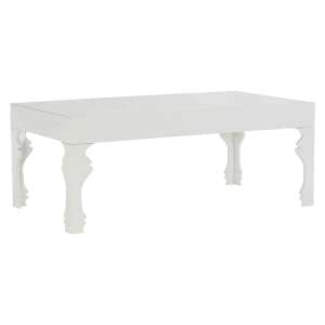Louis Rectangular High Gloss Coffee Table In White