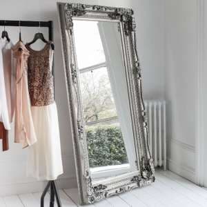 Louisa Rectangular Leaner Mirror In Silver Frame