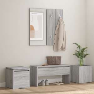 Louise Wooden Hallway Furniture Set In Grey Sonoma Oak