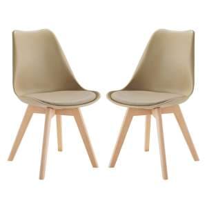 Lenham Putty Dining Chairs With Padded Seat In Pair