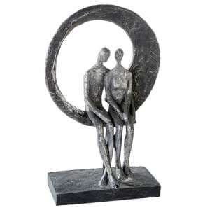 Love Place Poly Design Sculpture In Antique Silver And Grey