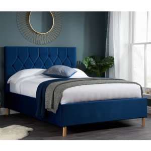 Loxley Fabric Upholstered King Size Bed In Blue