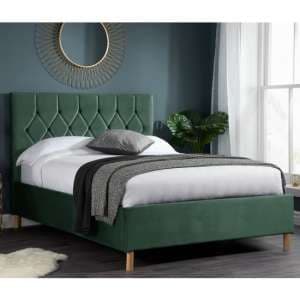 Loxley Fabric Upholstered Small Double Bed In Green