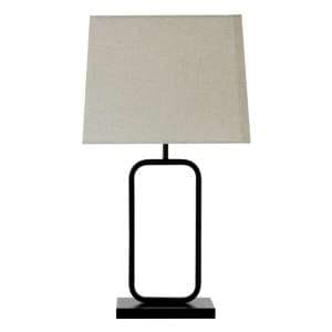 Lucasto Natural Fabric Shade Table Lamp With Black Metal Base
