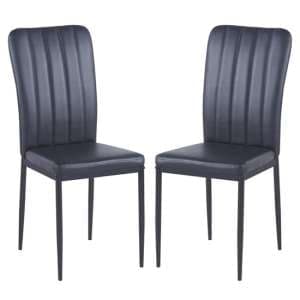 Lucca Black Faux Leather Dining Chairs With Black Legs In Pair - UK