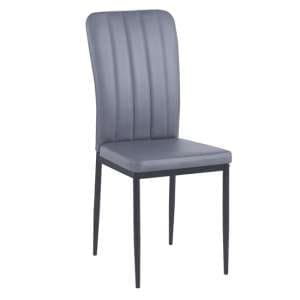 Lucca Faux Leather Dining Chair In Grey With Black Legs - UK