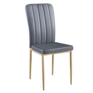 Lucca Faux Leather Dining Chair In Grey With Gold Legs - UK