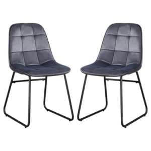 Lyster Grey Velvet Dining Chairs In A Pair
