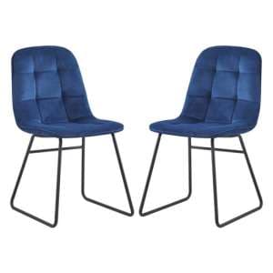 Lyster Sapphire Blue Velvet Dining Chairs In A Pair