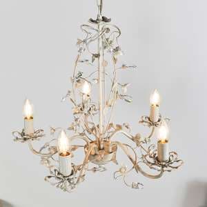Lullaby 5 Lights Clear And Pearl Acrylic Pendant Light In Cream - UK