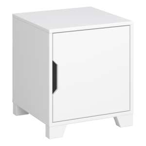 Luna Wooden Bedside Table With 1 Door In Pure White - UK