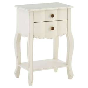 Luria Wooden Bedside Cabinet With 2 Drawers In White - UK