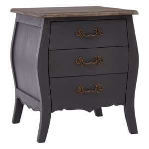 Luria Wooden Bedside Cabinet With 3 Drawers In Dark Grey - UK
