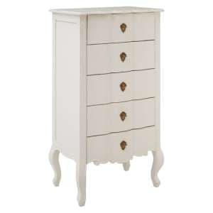 Luria Wooden Chest Of 5 Drawers In White - UK