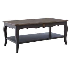 Luria Wooden Coffee Table With Undershelf In Dark Grey - UK