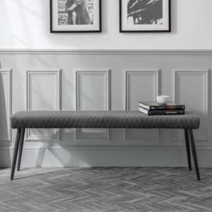 Lakia Low Velvet Upholstered Dining Bench In Grey