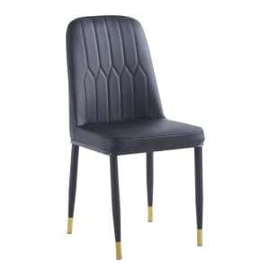 Luxor Faux Leather Dining Chair In Black With Gold Feet - UK
