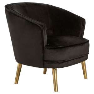 Luxury Round Upholstered Velvet Armchair In Black