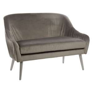 Luxury Upholstered Velvet 2 Seater Sofa In Grey