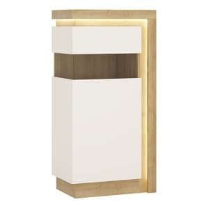 Lyco High Gloss Display Cabinet Left In Oak White And LED - UK